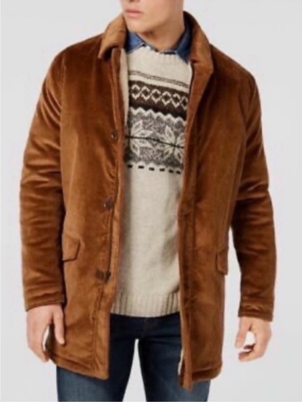 Bar III Men's Brown Slim Fit Men's Corduroy Jacket Size 40L